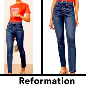 REFORMATION High Rise Button Fly Skinny Jeans 24